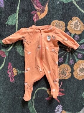 Baby Orange Footed One-Piece Zipper Sleep & Play